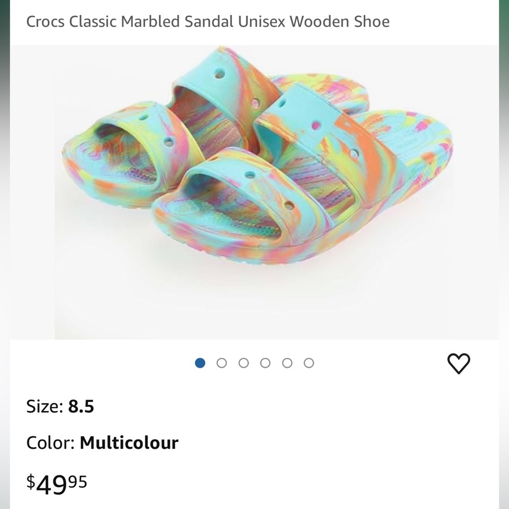 Crocs Classic Marbled Sandal Unisex Wooden Shoe sz 7 nwot